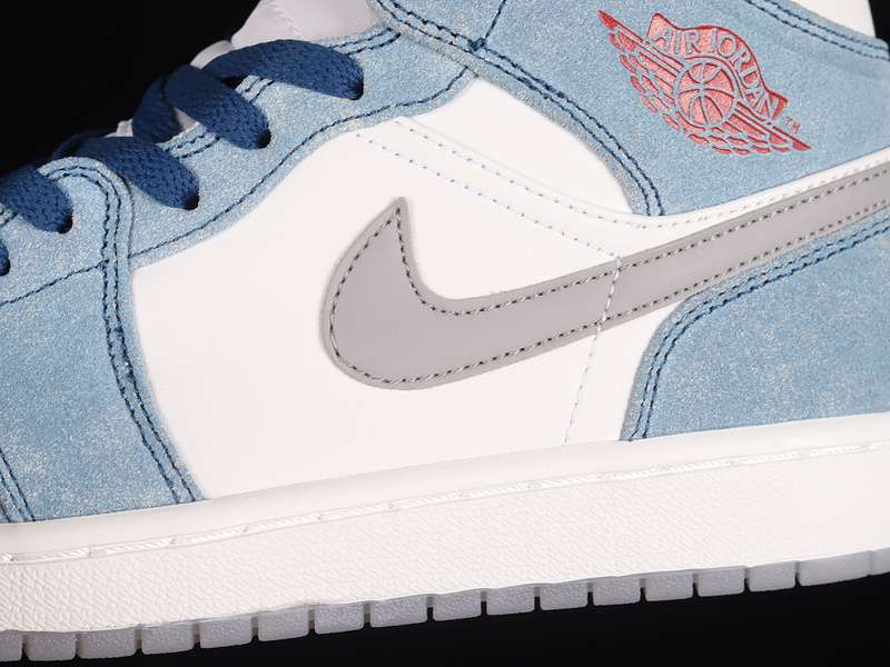 Air Jordan 1 Mid French Blue/Fire Red-White-Light Steel Grey 13