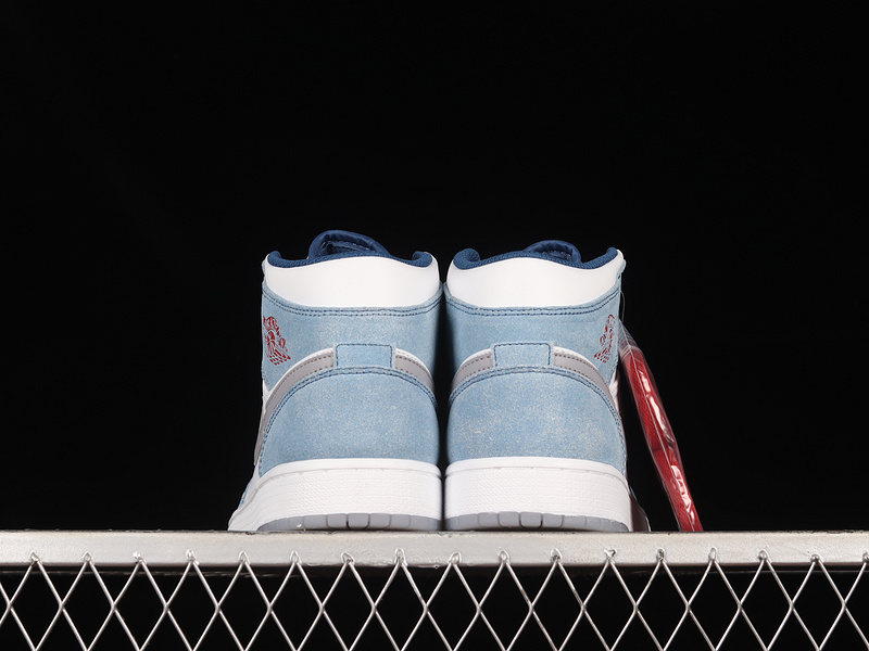 Air Jordan 1 Mid French Blue/Fire Red-White-Light Steel Grey 21