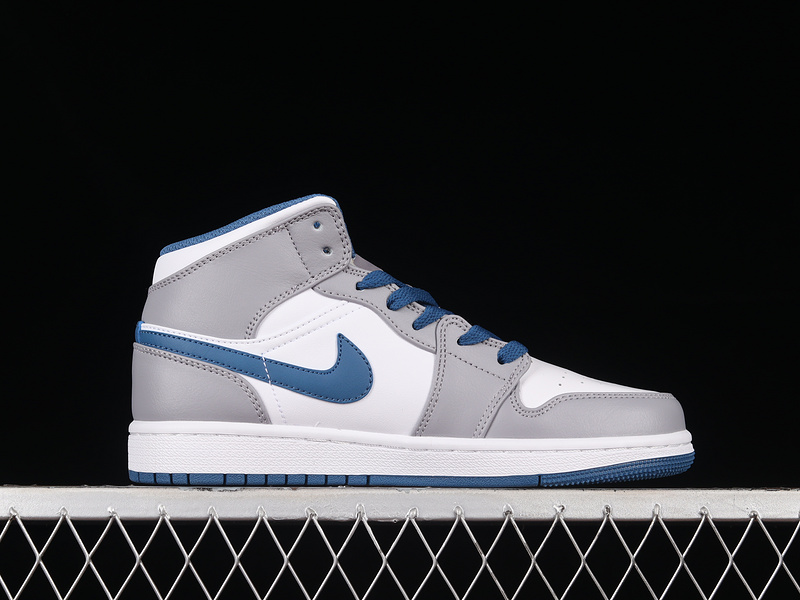 Air Jordan 1 Mid Gs Cement Grey/White/True Blue 29