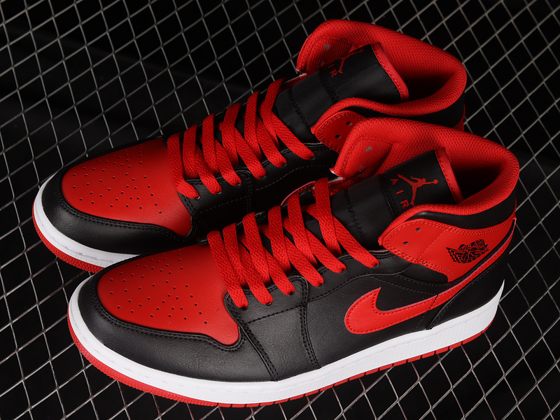 Air Jordan 1 Mid Alternate Bred Black/Fire Red/White 25