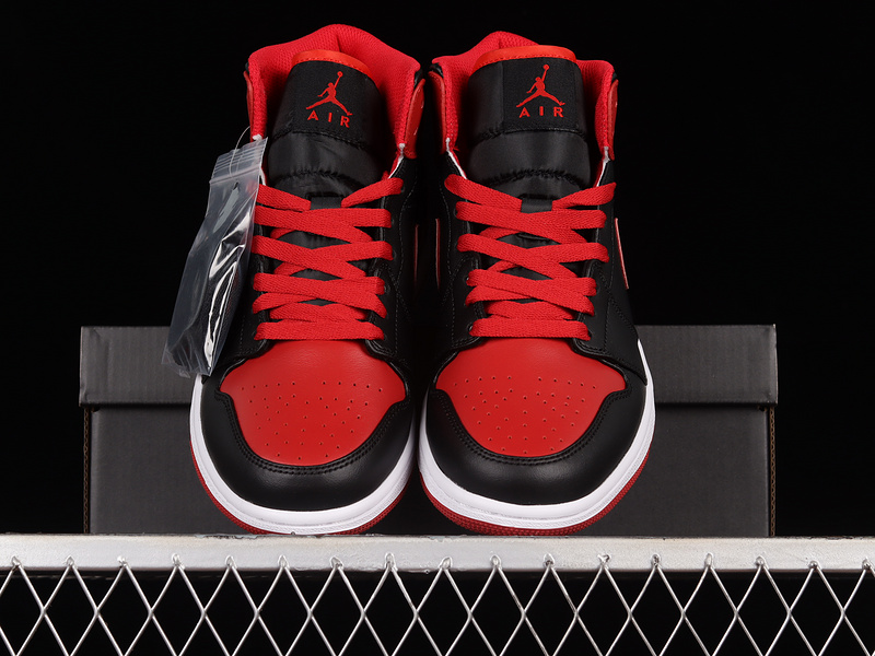 Air Jordan 1 Mid Alternate Bred Black/Fire Red-White 3