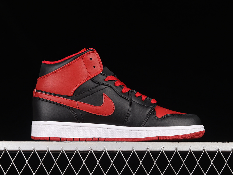 Air Jordan 1 Mid Alternate Bred Black/Fire Red-White 21