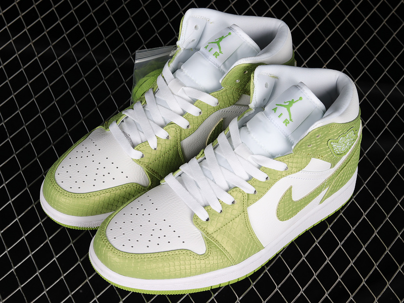 Air Jordan 1 Mid Green Python White/White/Vivid Green 25