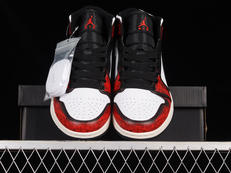 Air Jordan 1 Mid Se Wear-Away Black/White/Sail/Infrared 23 7