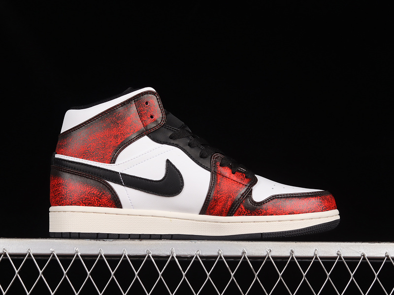 Air Jordan 1 Mid Se Wear-Away Black/White/Sail/Infrared 23 21