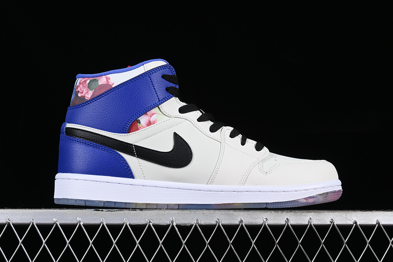 Air Jordan 1 Mid Flower Garden White/Grey/Black/Blue 15