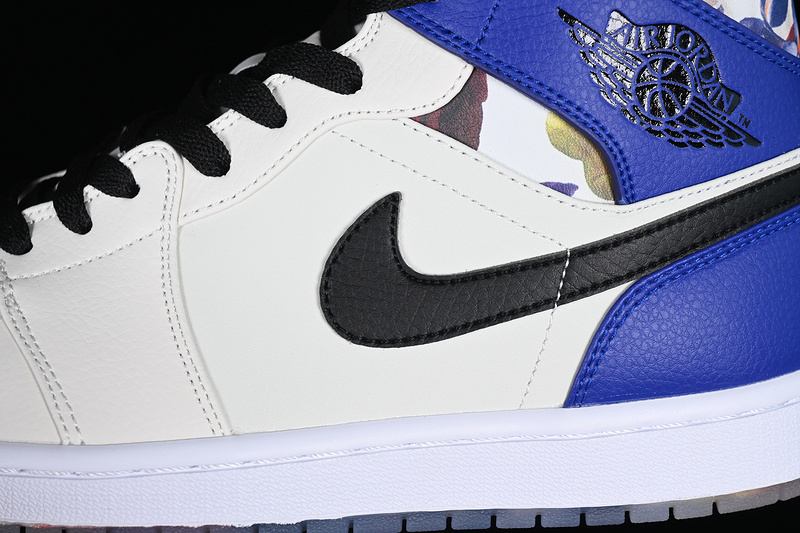 Air Jordan 1 Mid Flower Garden White/Grey/Black/Blue 23