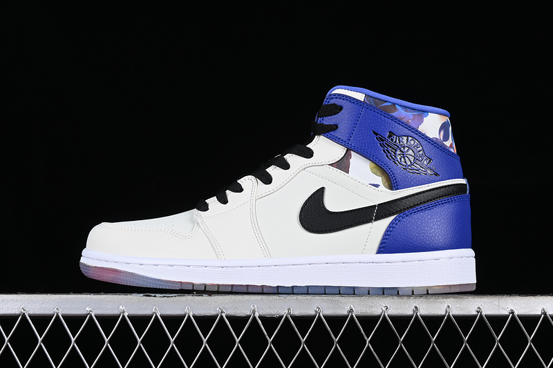 Air Jordan 1 Mid Flower Garden White/Grey/Black/Blue 31