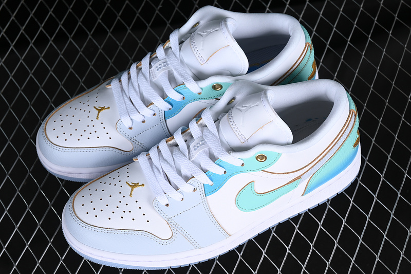 Air Jordan 1 Low White/Blue/Green/Grey 21