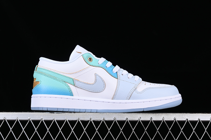 Air Jordan 1 Low White/Blue/Green/Grey 27