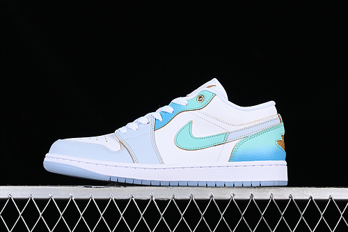 Air Jordan 1 Low White/Blue/Green/Grey 31