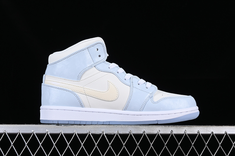 Air Jordan 1 Mid Gs Glitter Swoosh White/Blue/Silver 11