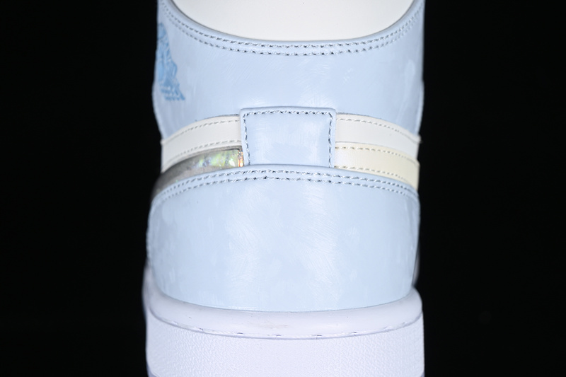 Air Jordan 1 Mid Gs Glitter Swoosh White/Blue/Silver 17