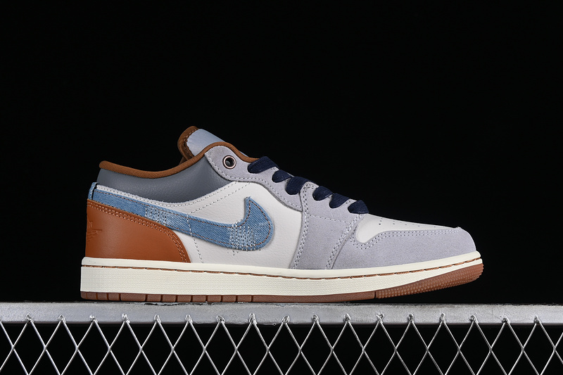 Air Jordan 1 Low Repaired Denimswoosh Phantom/Coconut Milk/Amber Brown/Star Blue 23