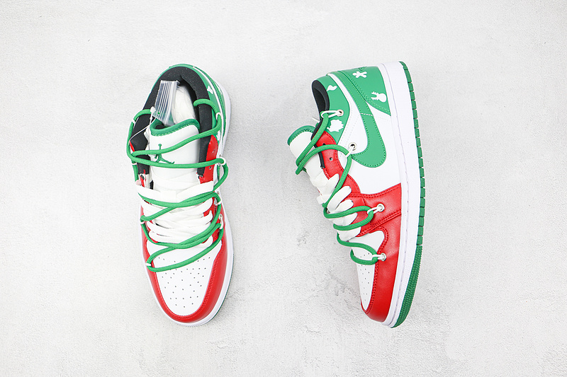 Ow X Air Jordan 1 Low White/Green/Red 3