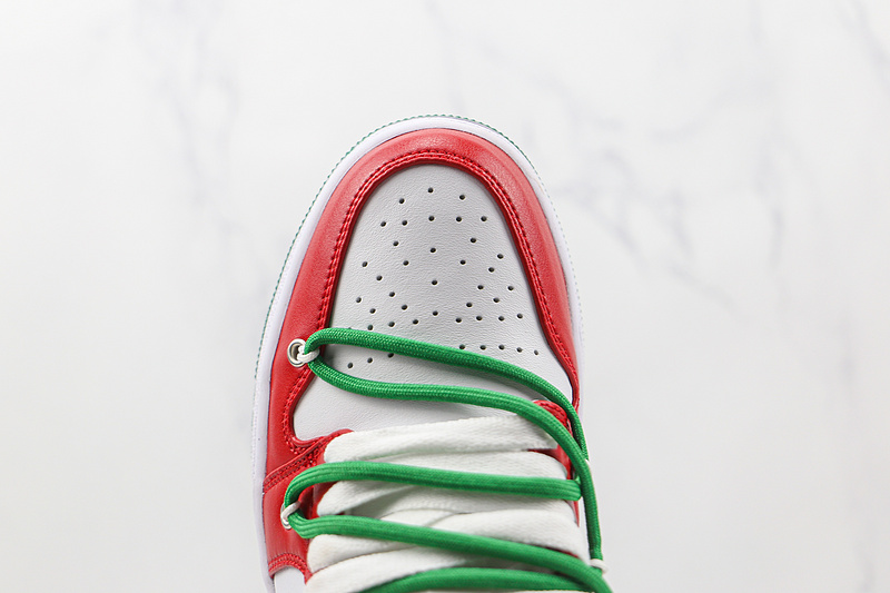 Ow X Air Jordan 1 Low White/Green/Red 11