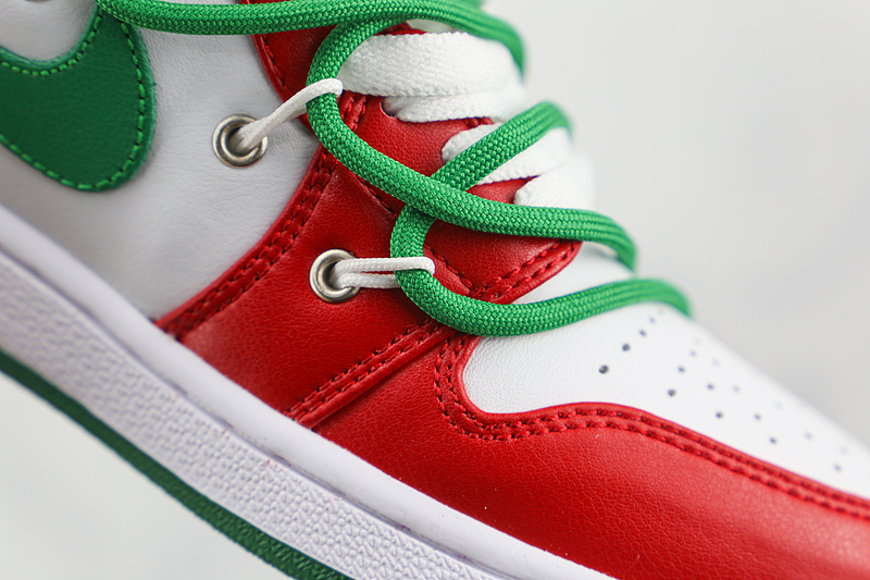 Ow X Air Jordan 1 Low White/Green/Red 23