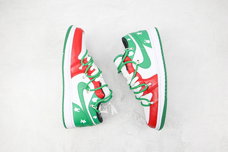 Ow X Air Jordan 1 Low White/Green/Red 27