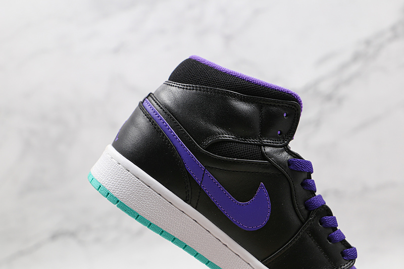 Air Jordan 1 Mid Black/Grape Ice-Emerald 5