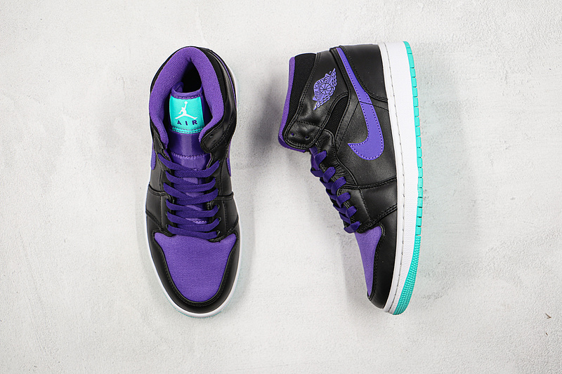 Air Jordan 1 Mid Black/Grape Ice-Emerald 13