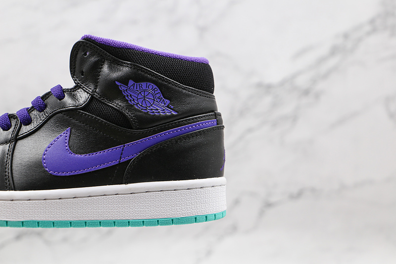 Air Jordan 1 Mid Black/Grape Ice-Emerald 17