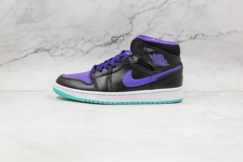 Air Jordan 1 Mid Black/Grape Ice-Emerald 19