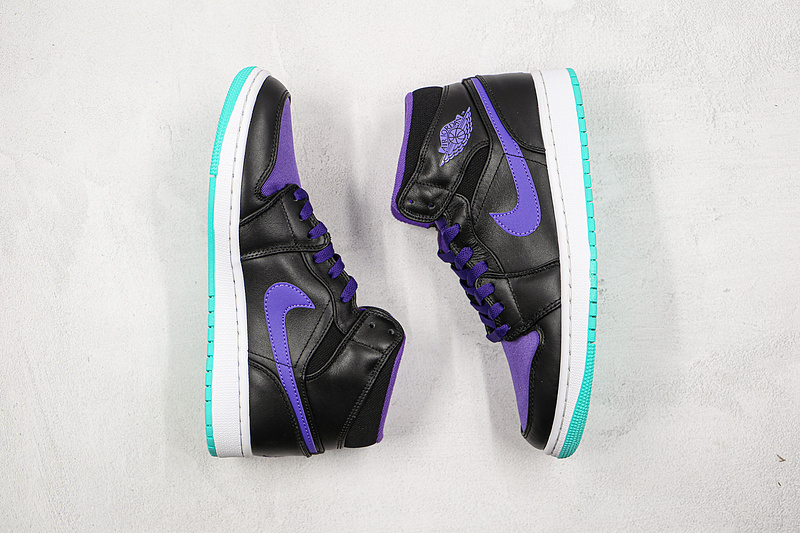 Air Jordan 1 Mid Black/Grape Ice-Emerald 25