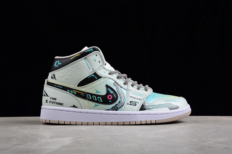 Air Jordan 1 Mid White/Multi-Color/Black 13