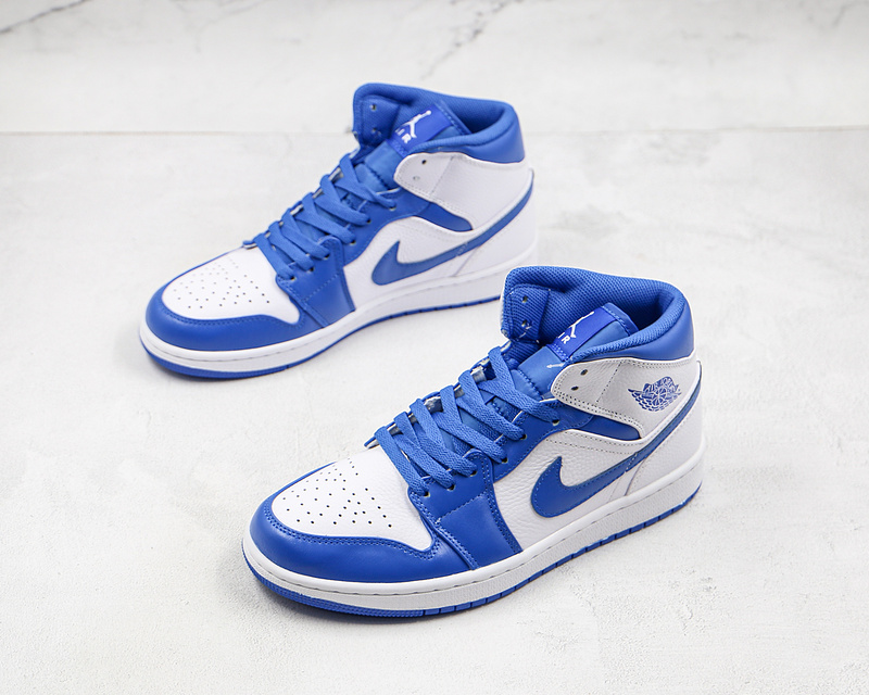 Air Jordan 1 Mid White/White/Hyper Royal 15