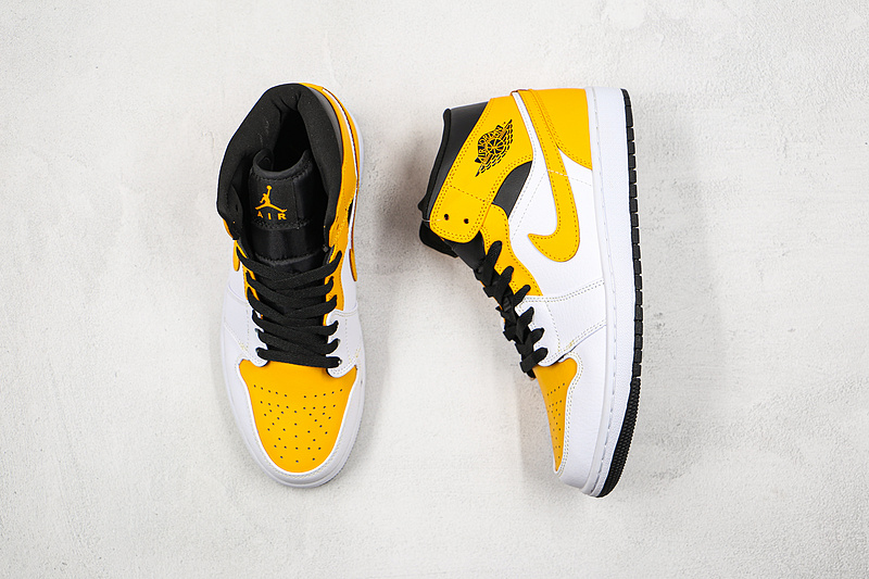 Air Jordan 1 Mid White/Black/University Gold 3