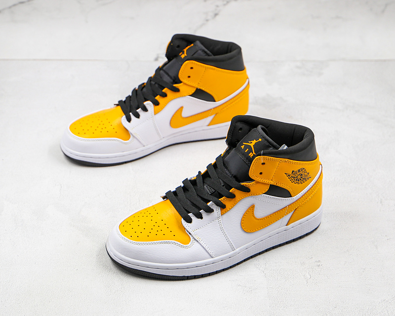 Air Jordan 1 Mid White/Black/University Gold 5