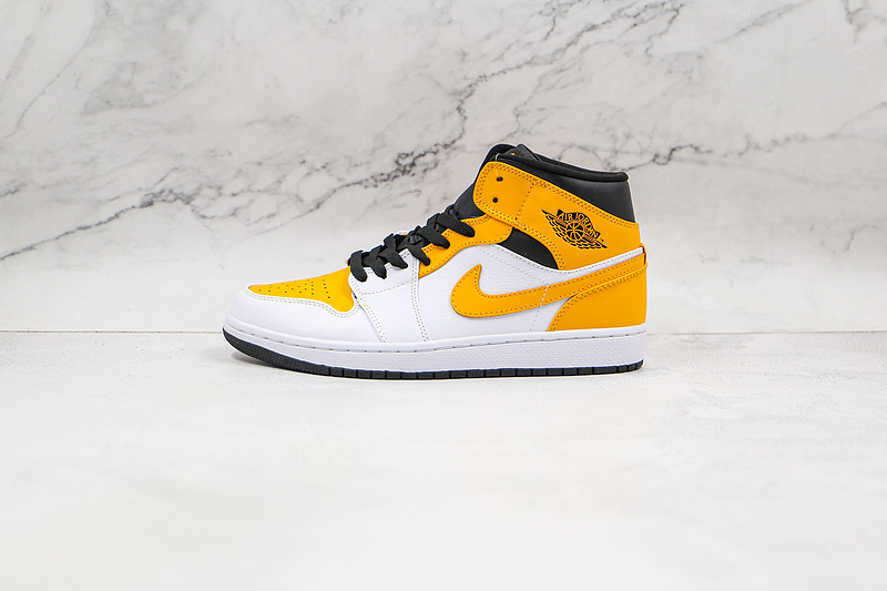 Air Jordan 1 Mid White/Black/University Gold 9