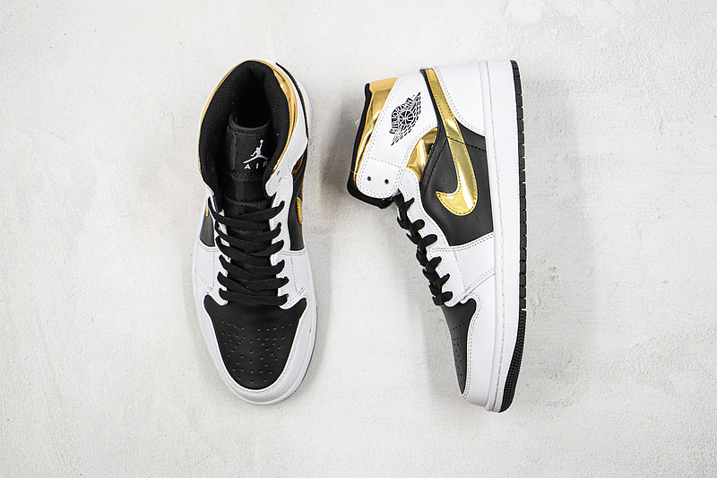 Air Jordan 1 Mid White/Black/Gold 5