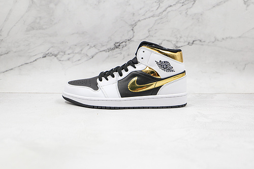 Air Jordan 1 Mid White/Black/Gold 11