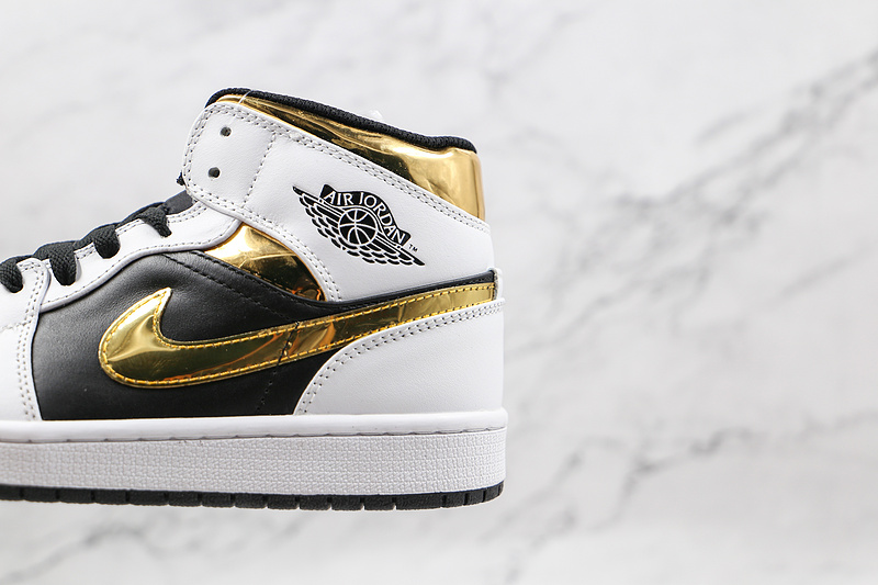 Air Jordan 1 Mid White/Black/Gold 25