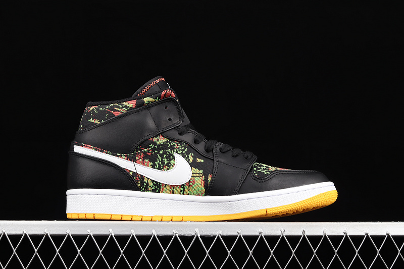 Air Jordan 1 Mid Gs Black/White/Laser Orange 23