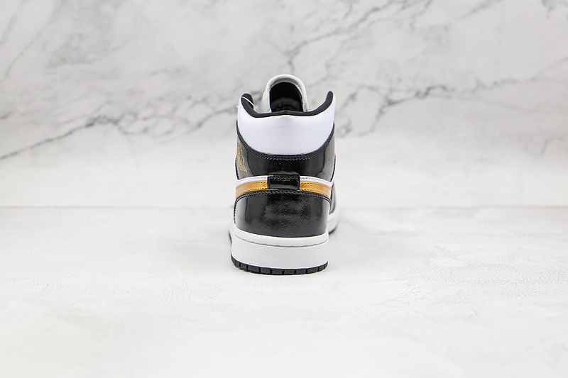 Air Jordan 1 Mid Patent Black/White-Metallic Gold 27