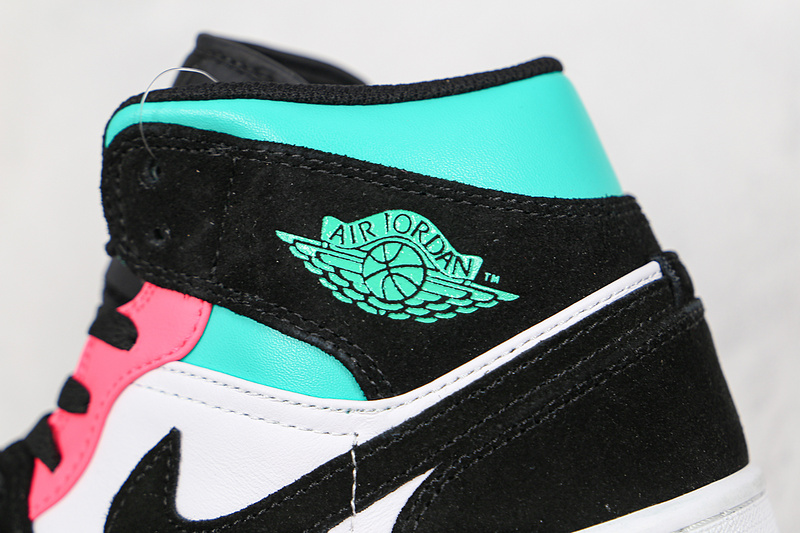 Air Jordan 1 Mid Se South Beach White/Black/Pink-Green 3