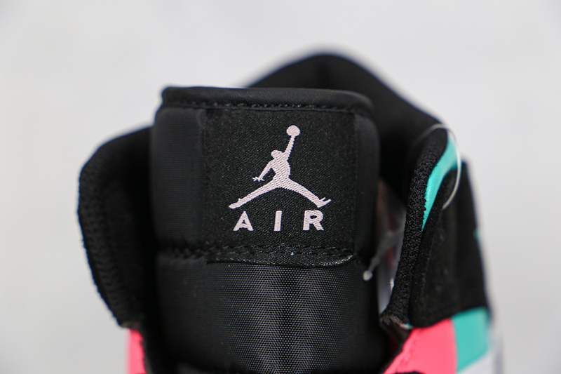 Air Jordan 1 Mid Se South Beach White/Black/Pink-Green 9