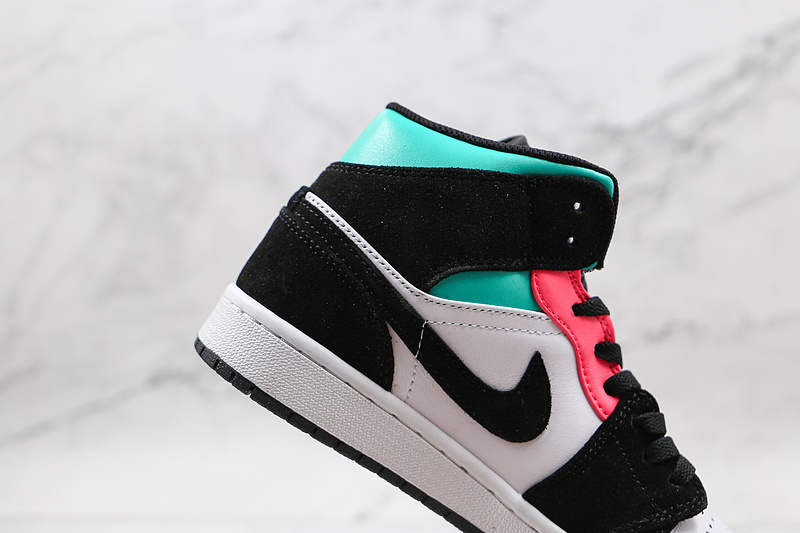 Air Jordan 1 Mid Se South Beach White/Black/Pink-Green 21