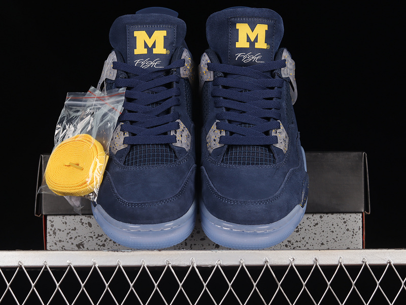 Air Jordan 4 Retro Michigan Wolverines Pe College Navy/Amarillo/White 27