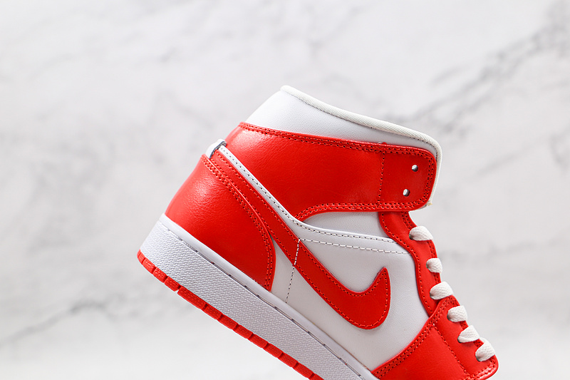 Air Jordan 1 Mid White/White/University Red 25