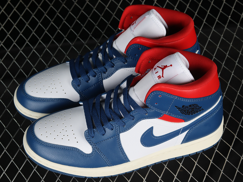 Air Jordan 1 Mid White/French Blue-Gym Red-Sail-Black 17