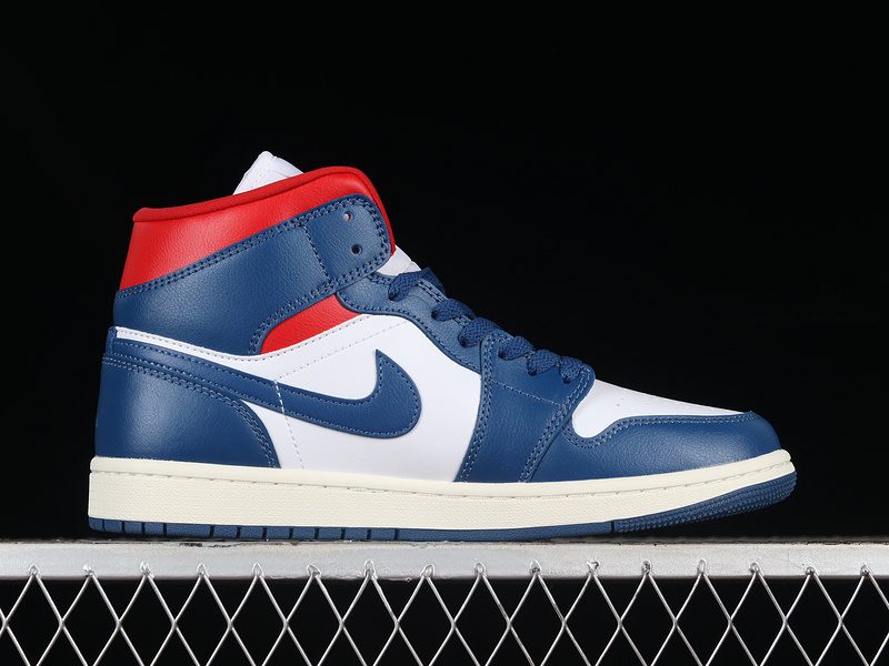 Air Jordan 1 Mid White/French Blue-Gym Red-Sail-Black 25