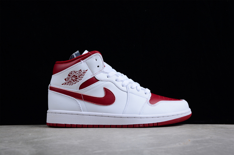 Air Jordan 1 Mid White/Pomegranate/White 3