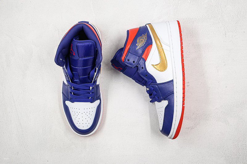 Air Jordan 1 Mid Gs Usa Olympic White/Navy Blue/Gold-Red 7