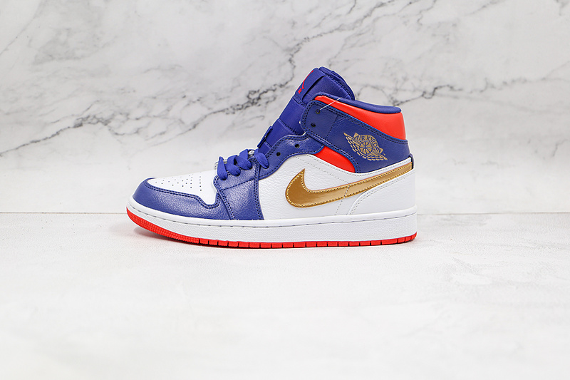 Air Jordan 1 Mid Gs Usa Olympic White/Navy Blue/Gold-Red 15