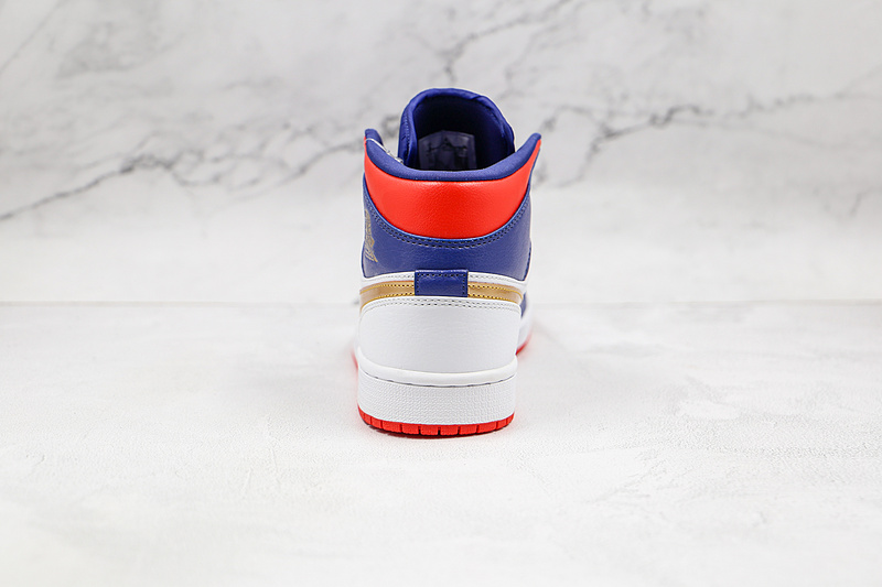 Air Jordan 1 Mid Gs Usa Olympic White/Navy Blue/Gold-Red 23