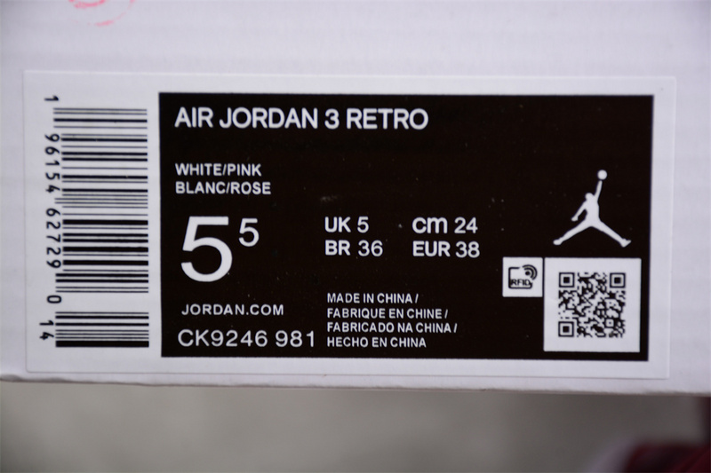 Air Jordan 3 Retro White/Pink 25