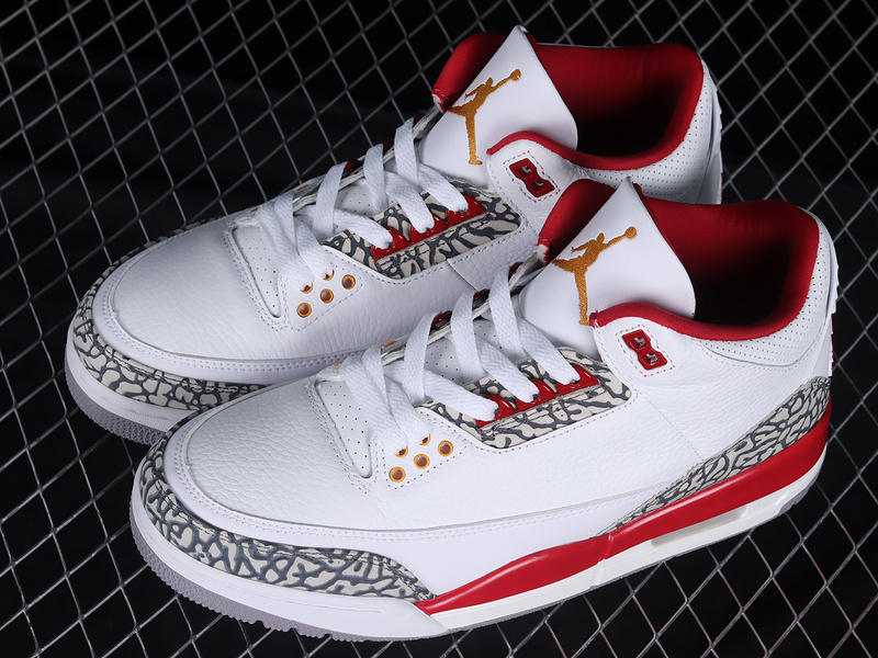 Air Jordan 3 Retro White/Light Curry/Cardinal Red/Cement Grey 13